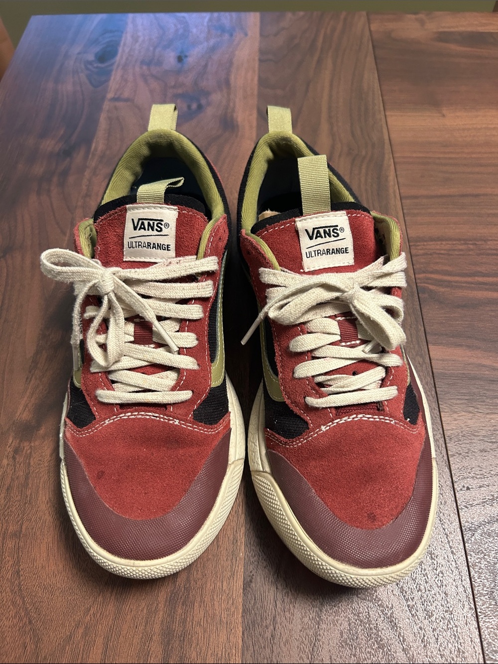 Vans Ultrarange Men’s Red and Olive Lace-Up Sneakers